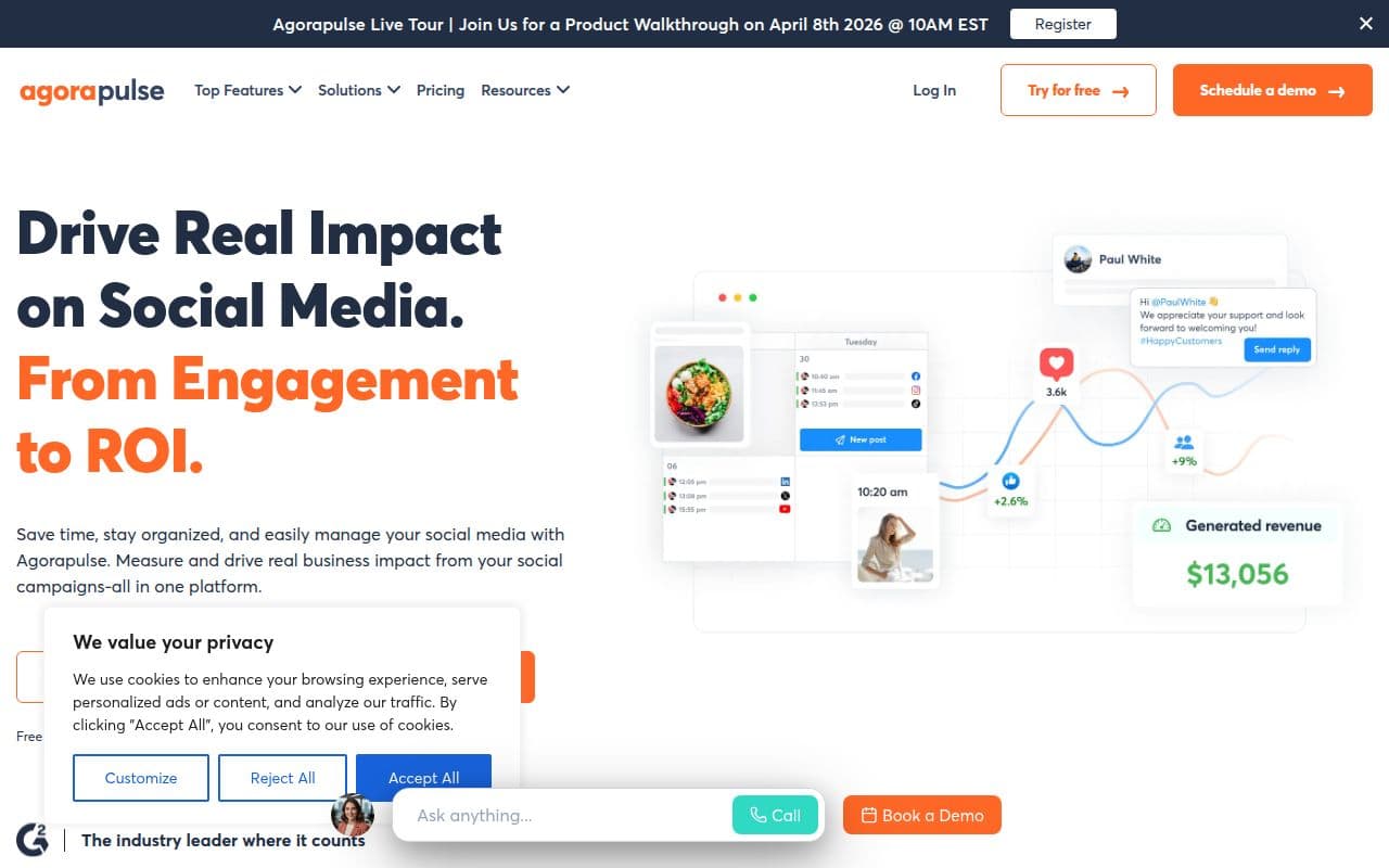 Скриншот интерфейса Agorapulse