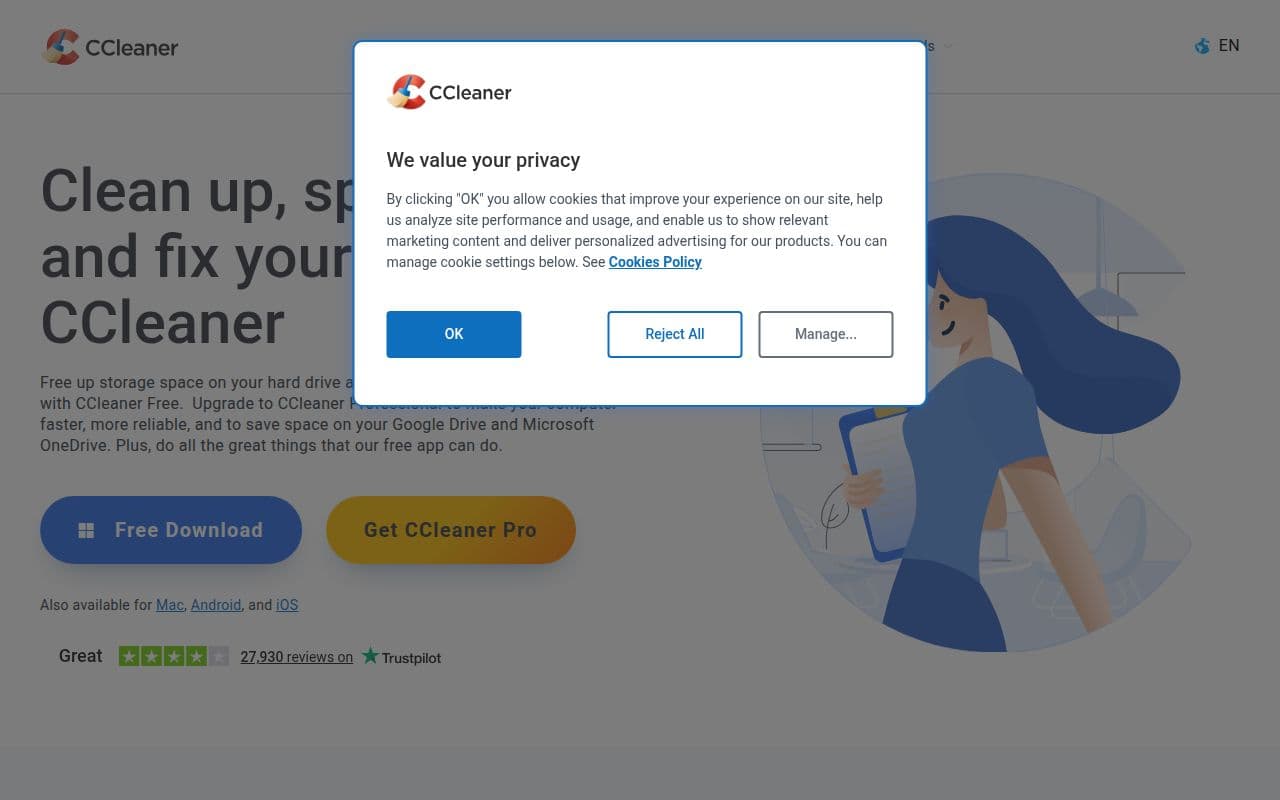 Скриншот интерфейса CCleaner