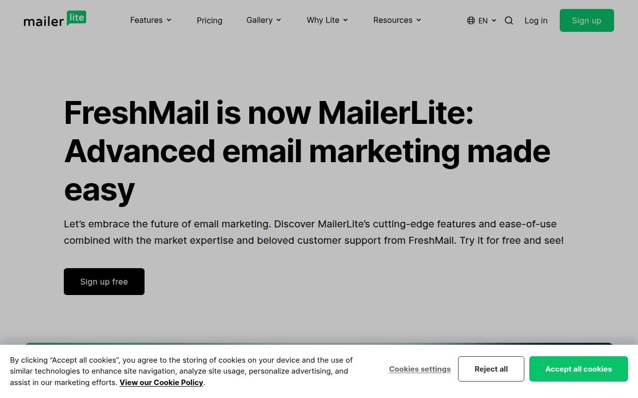 Скриншот интерфейса FreshMail