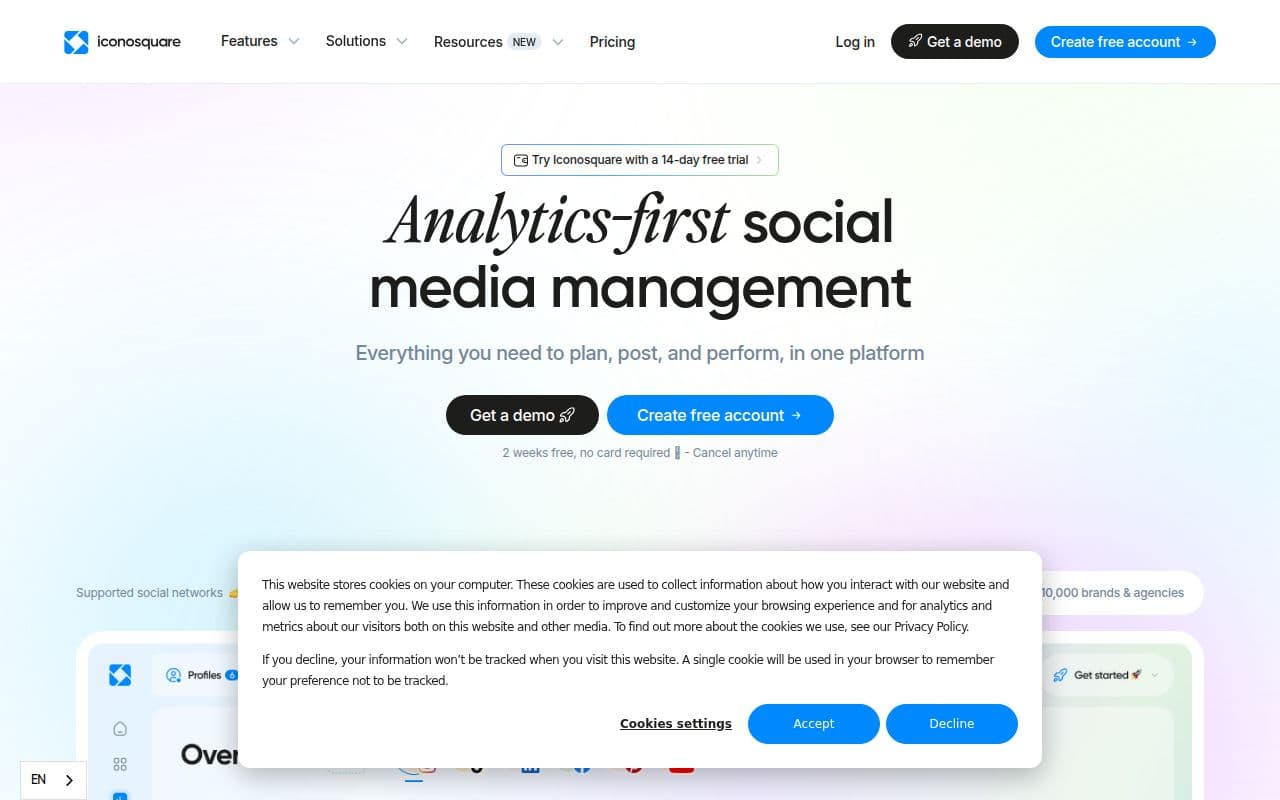 Скриншот интерфейса Iconosquare