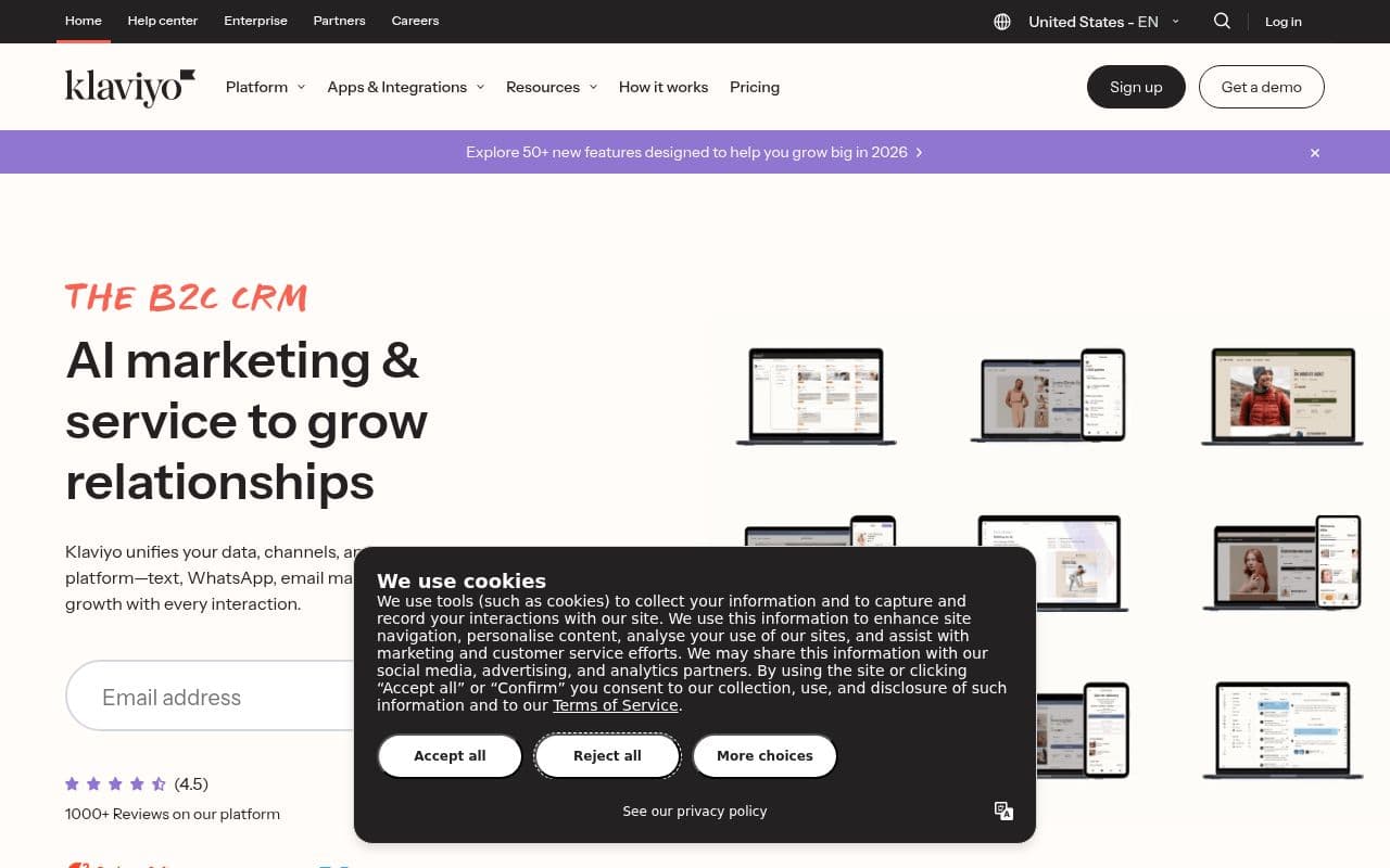 Скриншот интерфейса Klaviyo