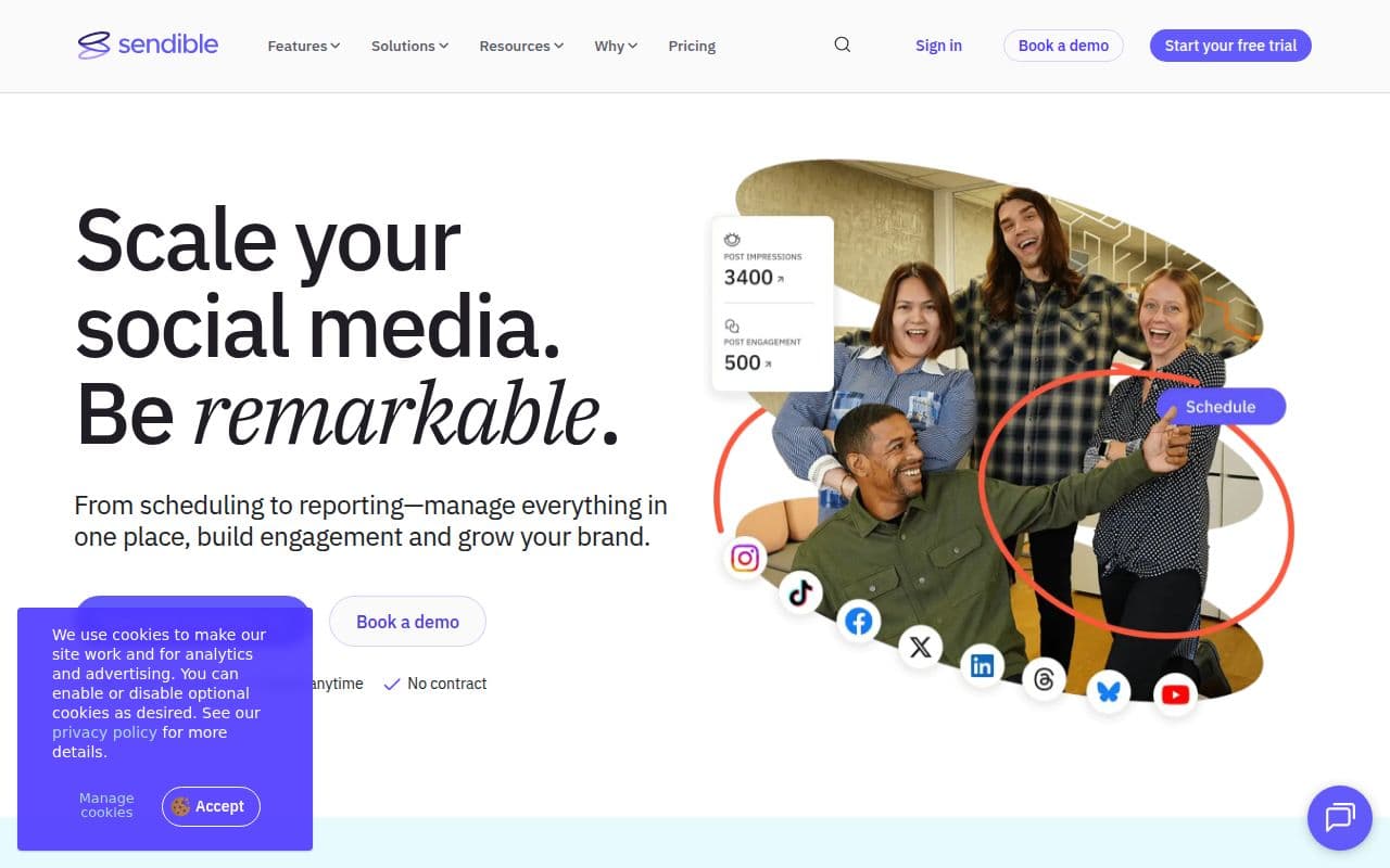 Скриншот интерфейса Sendible