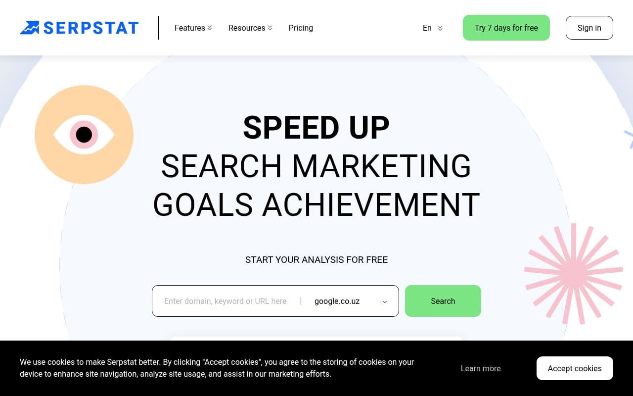 Скриншот интерфейса Serpstat