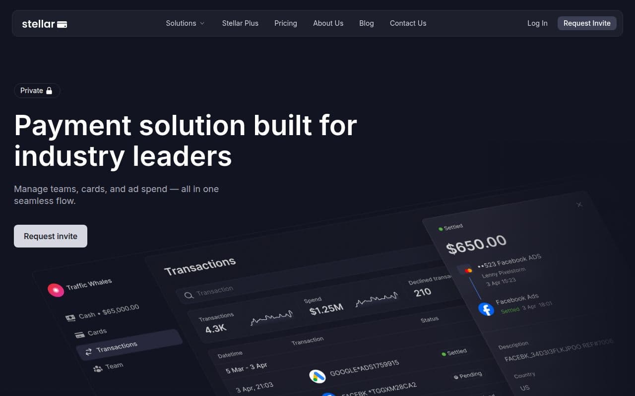 Скриншот интерфейса Stellar Card