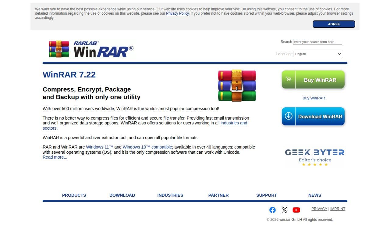 Скриншот интерфейса WinRAR
