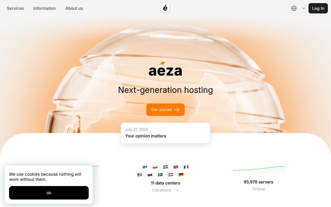 Скриншот интерфейса Aéza
