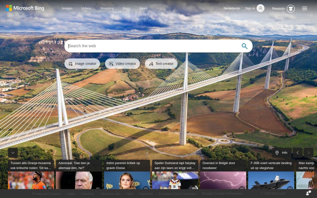 Скриншот интерфейса Bing