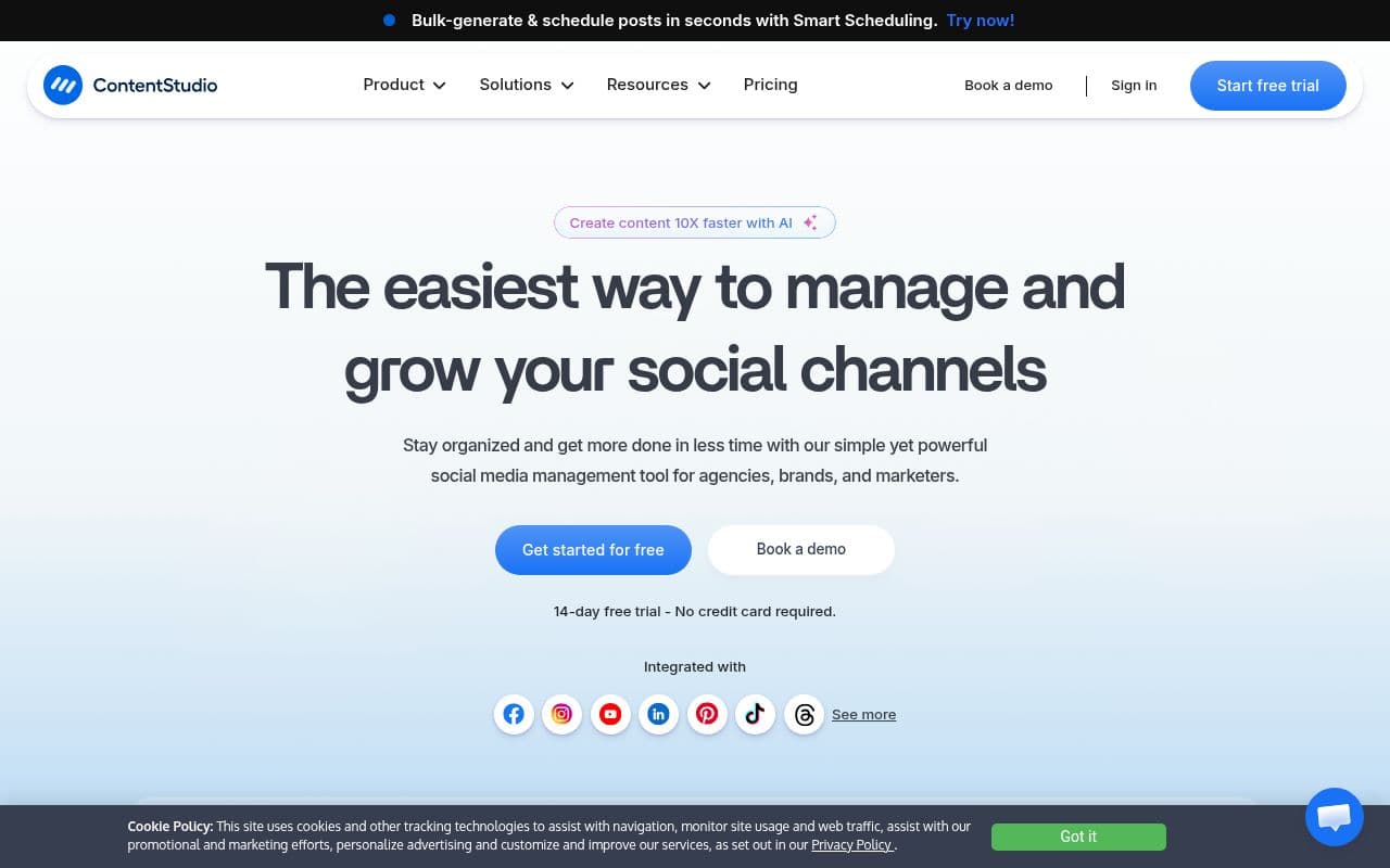 Скриншот интерфейса ContentStudio