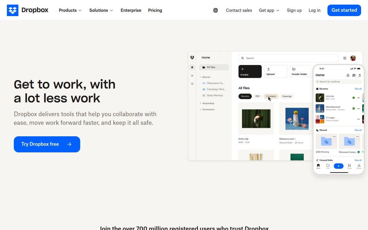 Скриншот интерфейса Dropbox