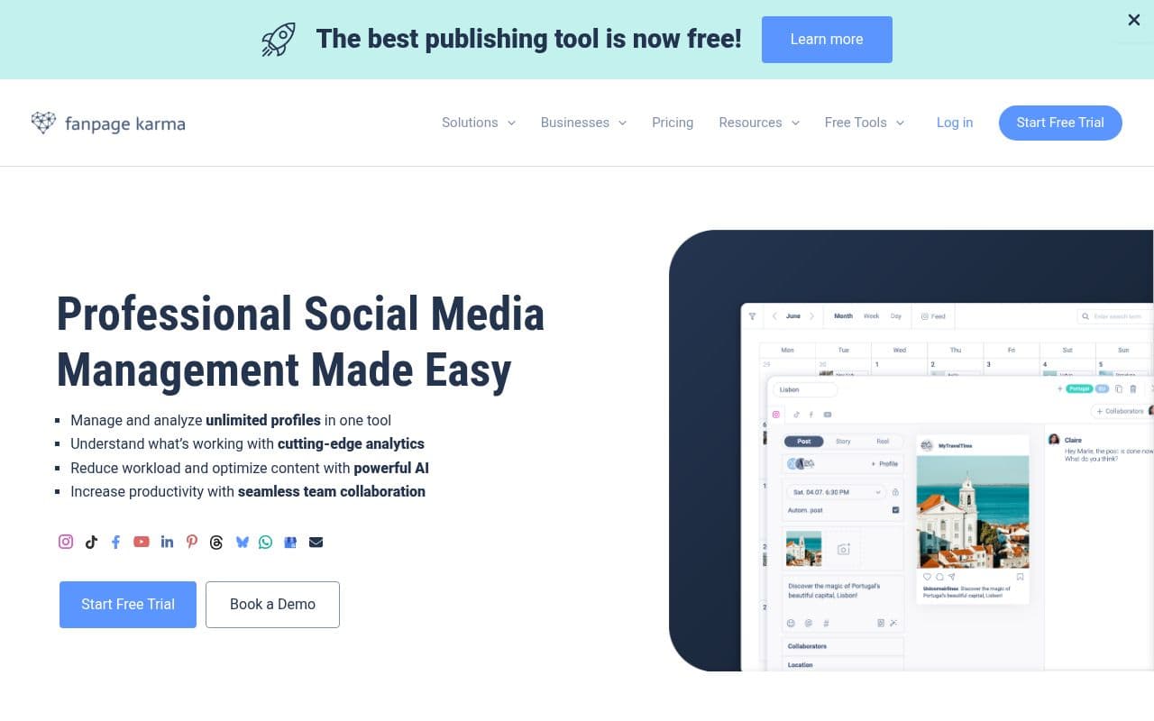 Скриншот интерфейса Fanpage Karma