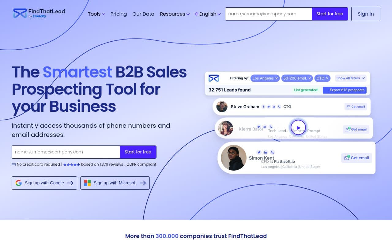Скриншот интерфейса FindTheLead
