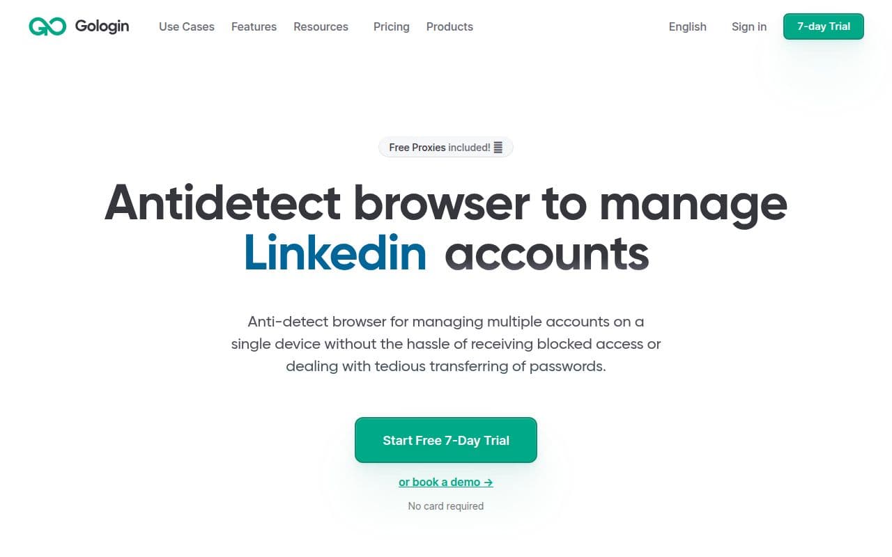 Скриншот интерфейса GoLogin