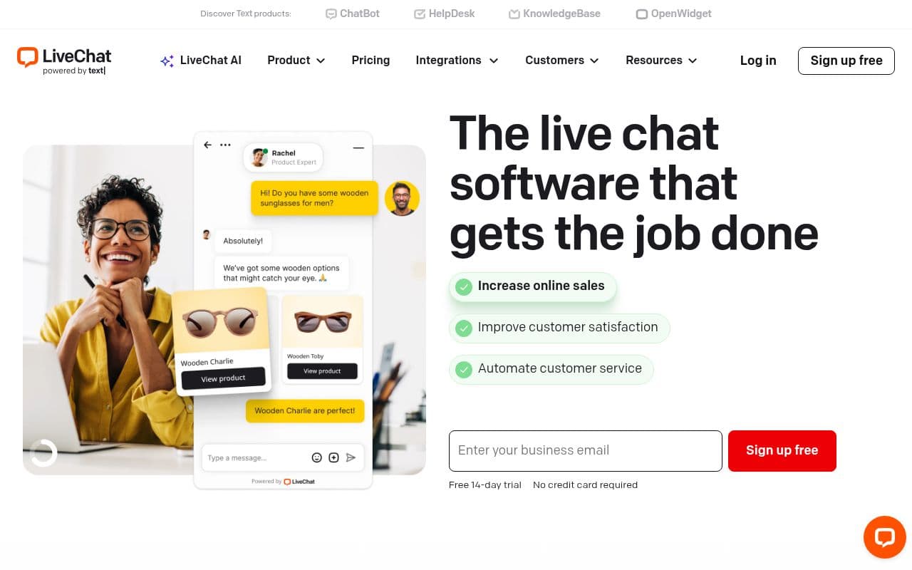 Скриншот интерфейса LiveChat