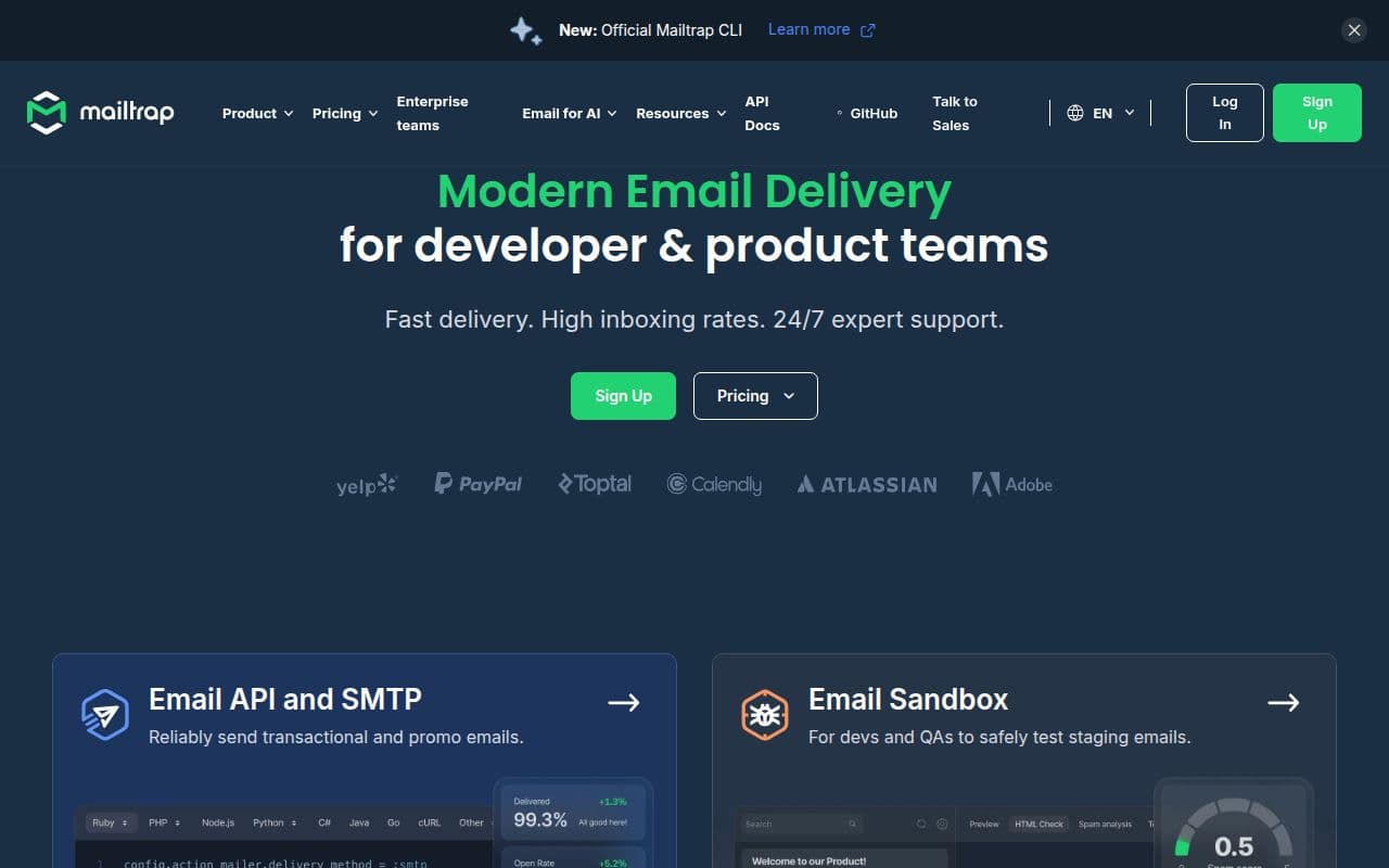 Скриншот интерфейса Mailtrap