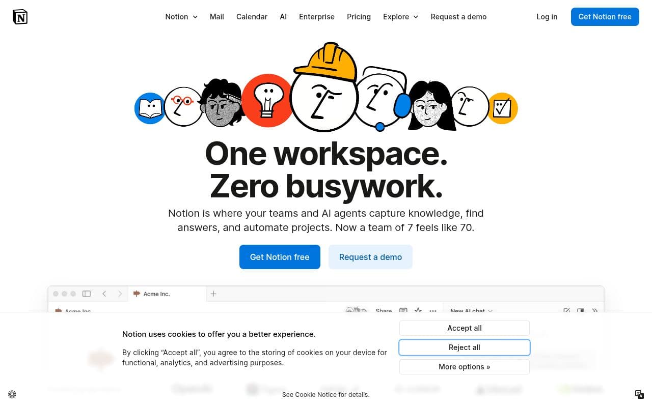 Скриншот интерфейса Notion