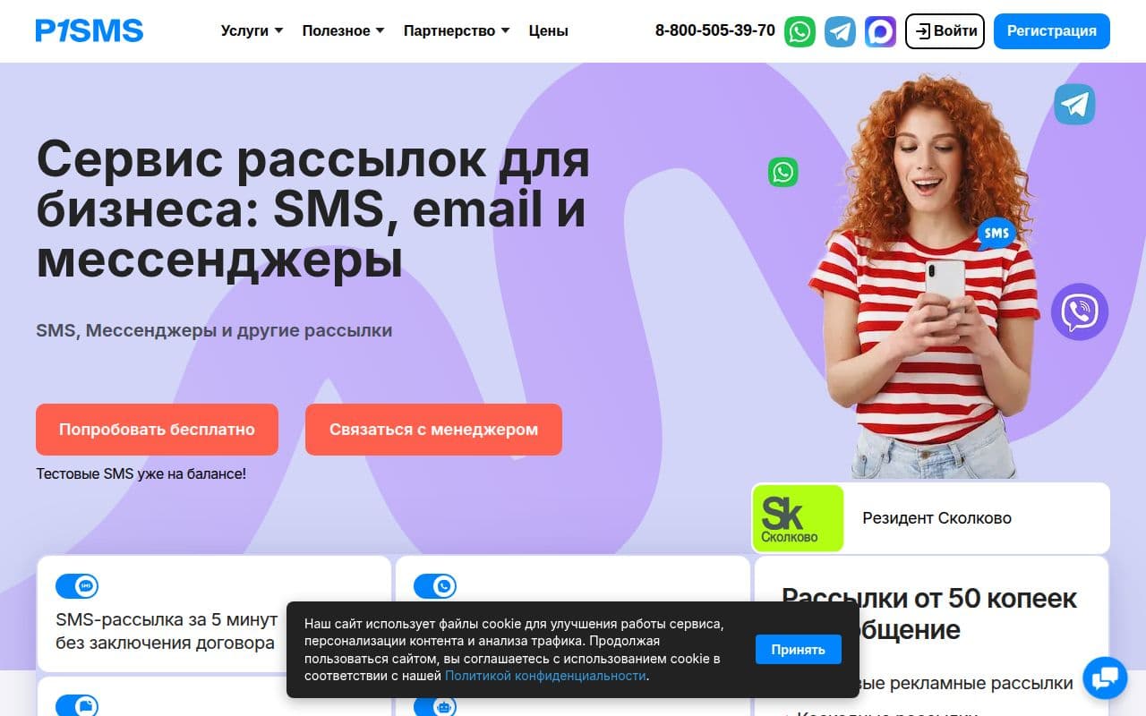 Скриншот интерфейса P1SMS
