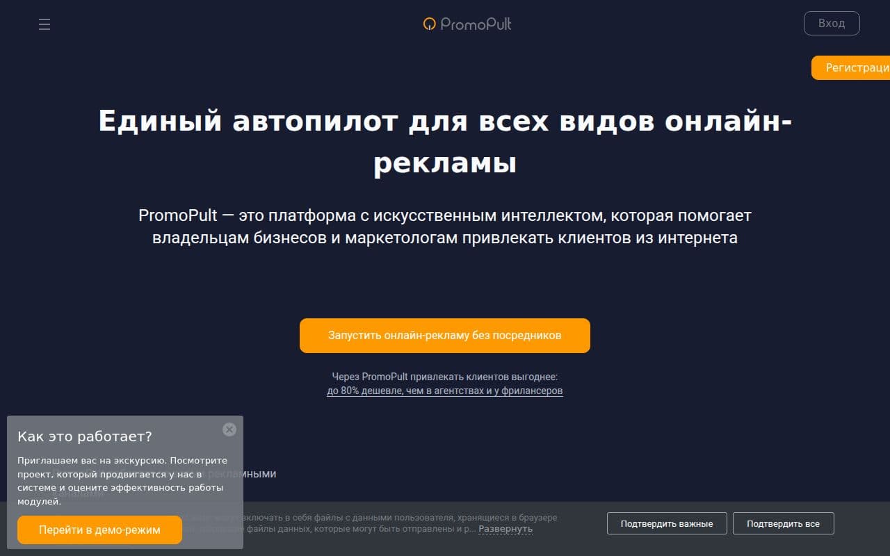 Скриншот интерфейса PromoPult