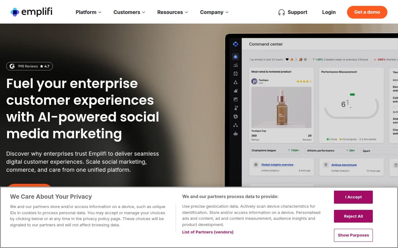 Скриншот интерфейса Socialbakers