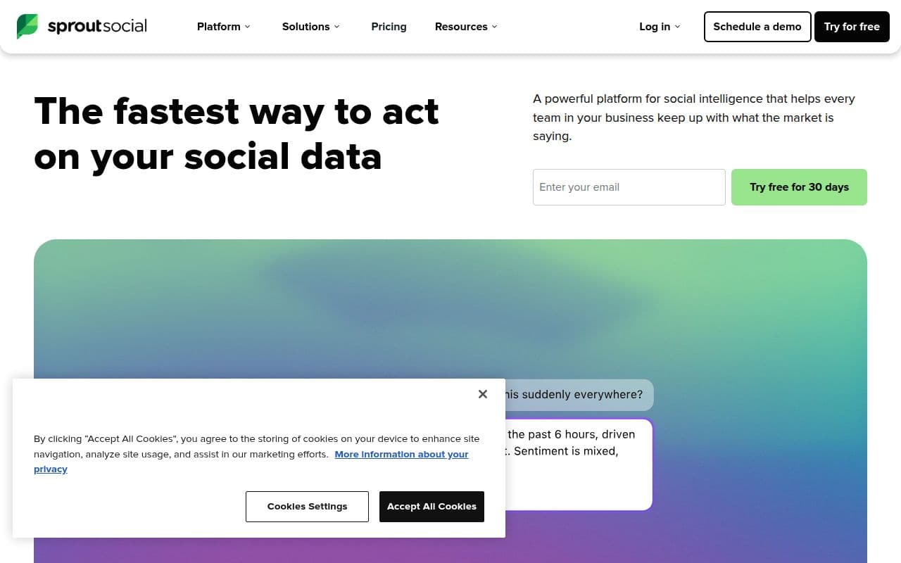 Скриншот интерфейса Sprout Social