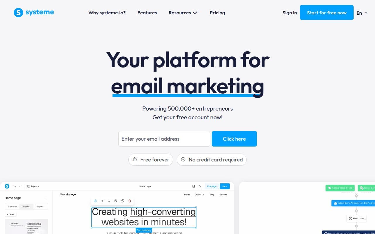 Скриншот интерфейса Systeme