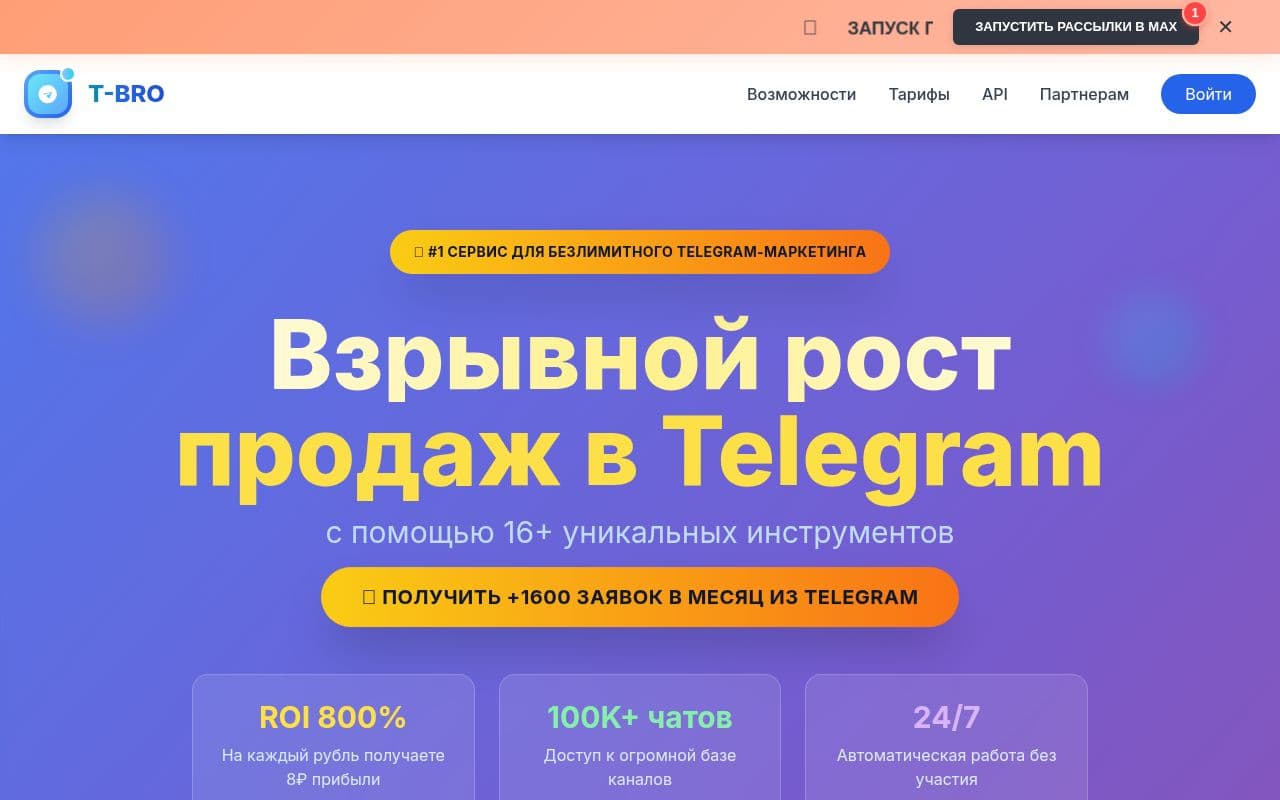 Скриншот интерфейса T-BRO