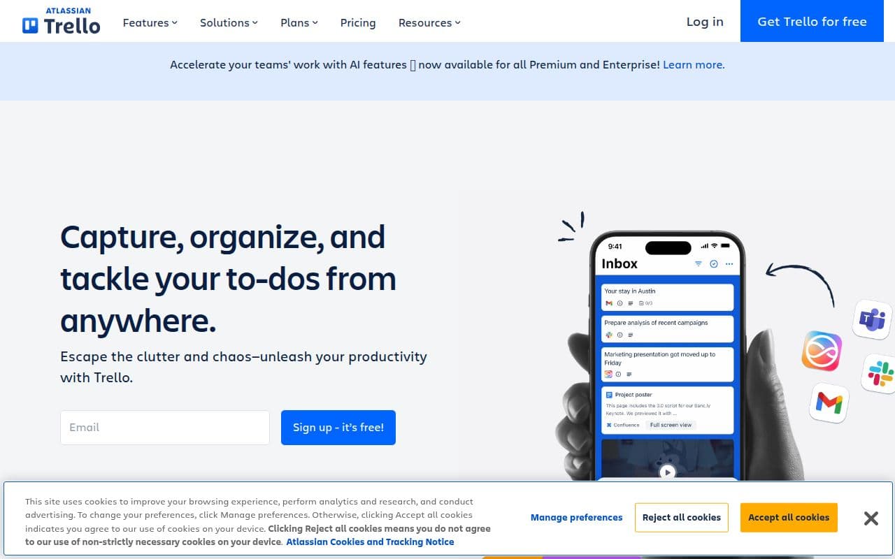 Скриншот интерфейса Trello